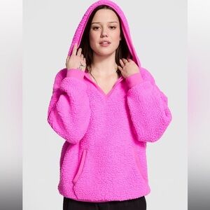 Victoria’s Secret PINK Cozy Pink Fleece Sherpa Hoodie NWT